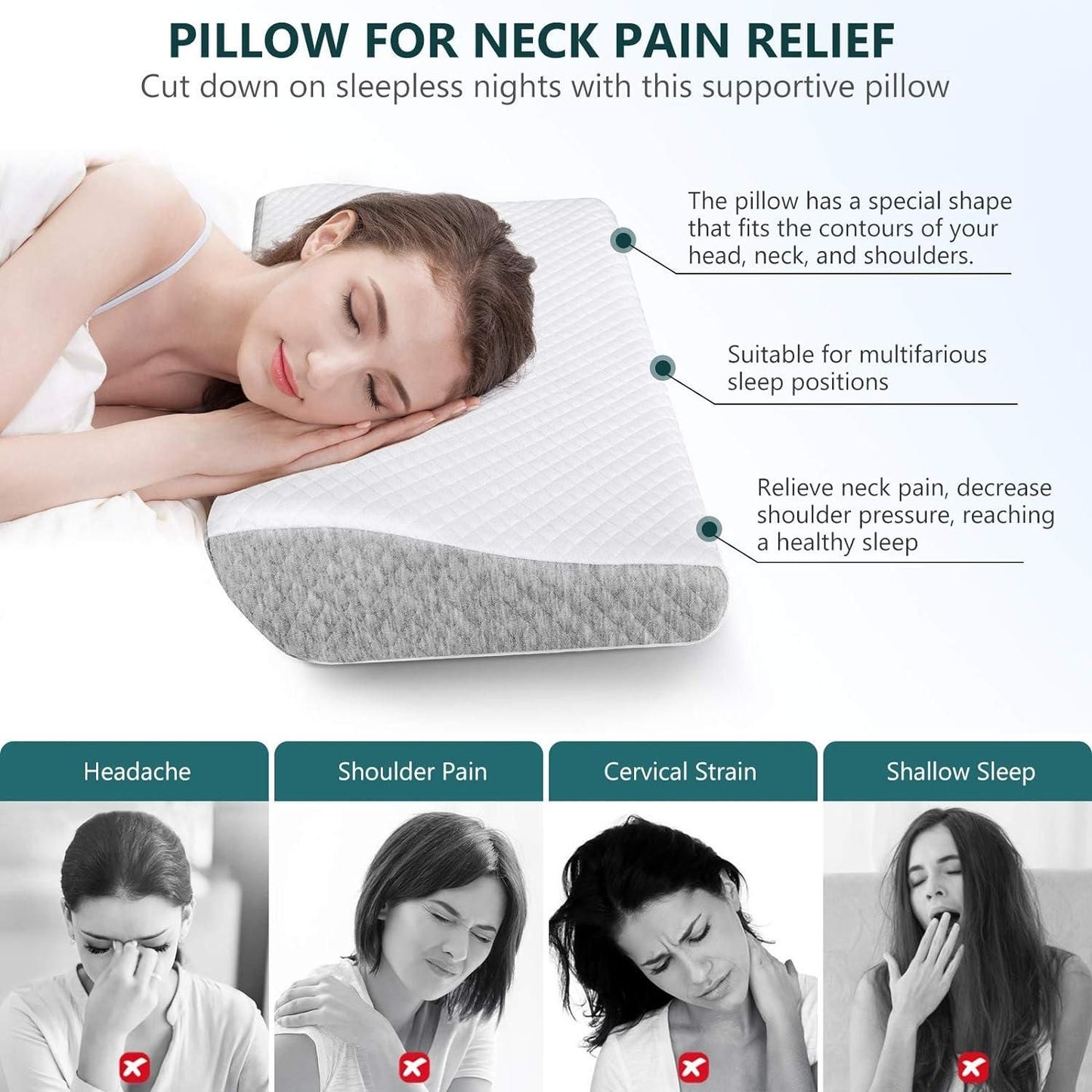 Memory Foam Pillow for Neck Pain Relief – Wake Up Refreshed!